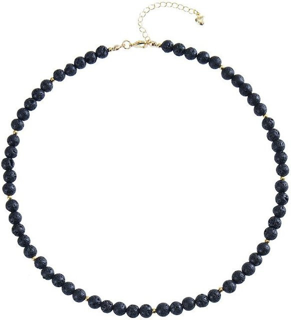 YULIN Halskette, Blaue Türkisperlen, Edelstahl, Schwarz, Damen, 45cm - Bild 1