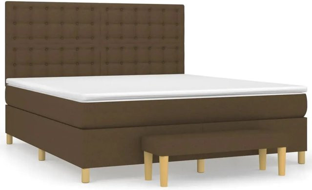 vidaXL Boxspringbett mit Matratze in Dunkelbraun, Hybridbett mit Taschenfederkern, B/T: 180 x 200 cm - Bild 1