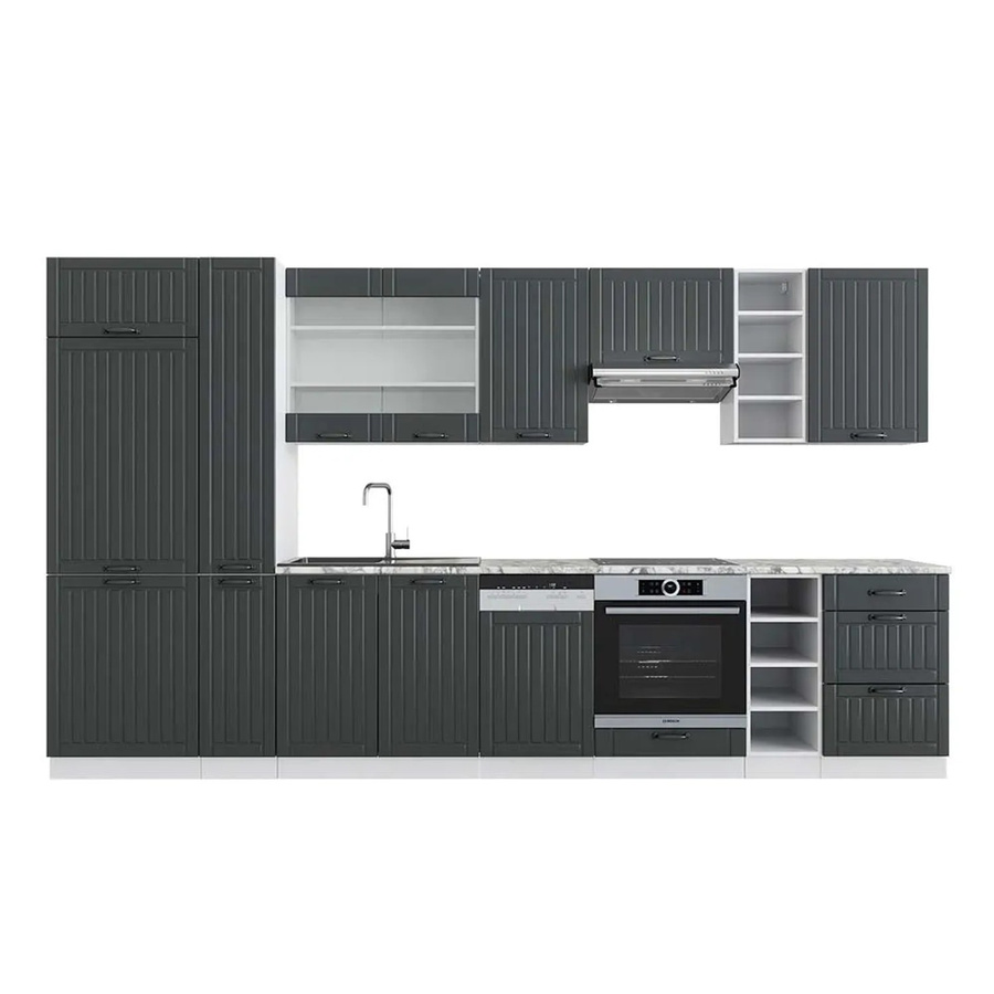 Vicco Fame-Line Küchenzeile in Landhausstil, Anthrazit und Weiß, Breite: 355 cm - Bild 2