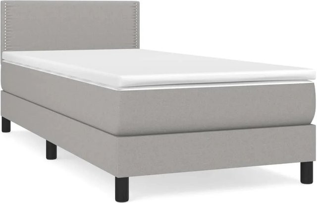 vidaXL Boxspringbett mit Matratze Hybrid-Design in Hellgrau, B/T/H: 100 x 200 x 203 cm - Bild 1