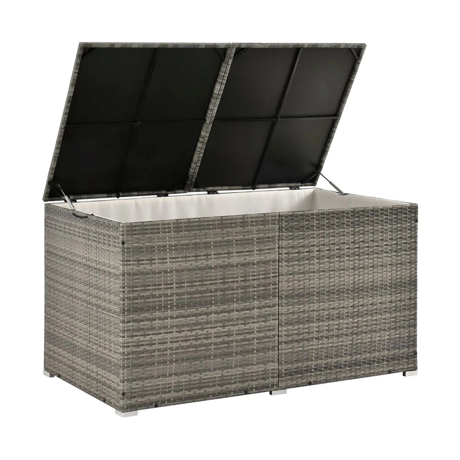 Juskys Polyrattan Auflagenbox Ikaria Gartenbox mit Innenplane, Grau Meliert, 950 l - Bild 2
