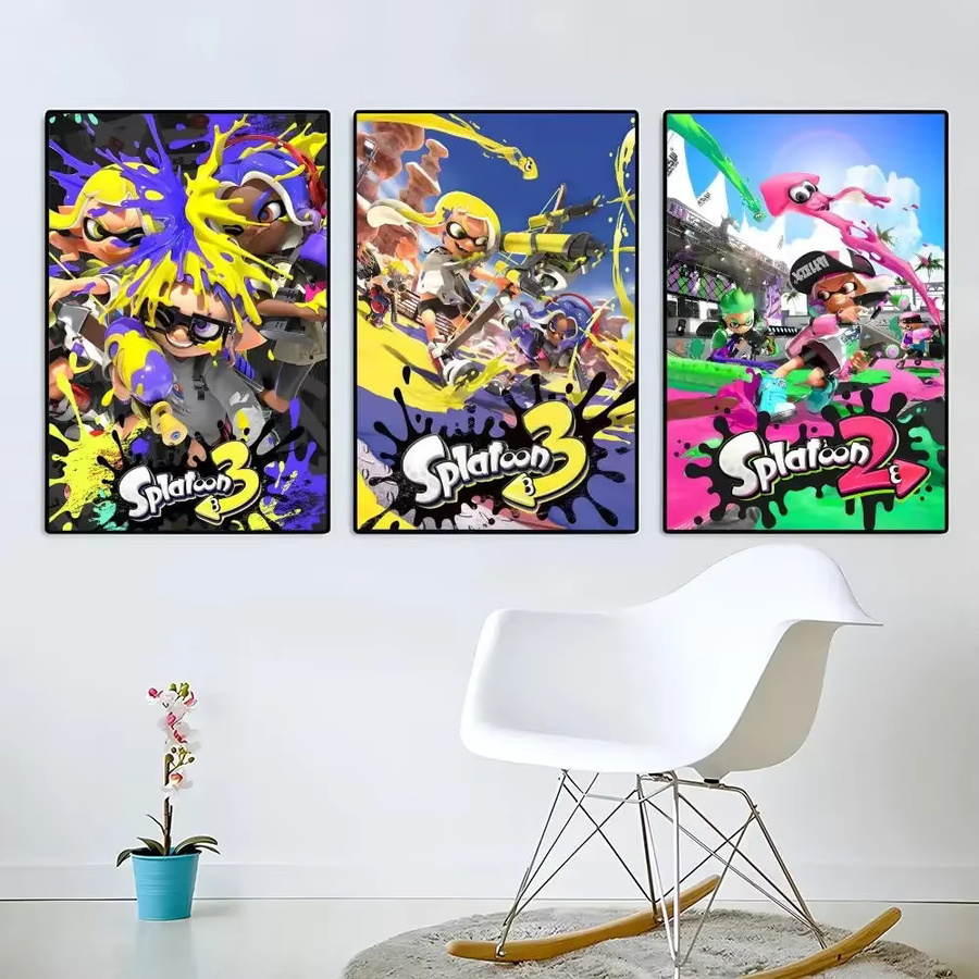 G-Game Splatoon 3 Leinwandposter im Vintage-Stil, mehrfarbig, Wandkunst für Wohnzimmer und Schlafzimmer - Bild 2