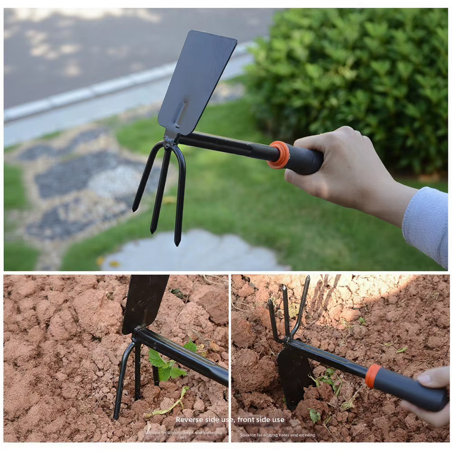 Vibratite Multifunktionales Gartenwerkzeug-Set aus Kohlenstoffstahl in Schwarz mit kleiner Schaufel, Spaten und Hacke zum Pflanzen von Blumen, Gemüse und Sukkulenten - Bild 2
