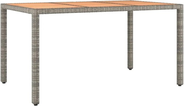 vidaXL Gartentisch aus grauem Poly-Rattan und massivem Akazienholz, B/T/H: 150 x 90 x 75 cm - Bild 1