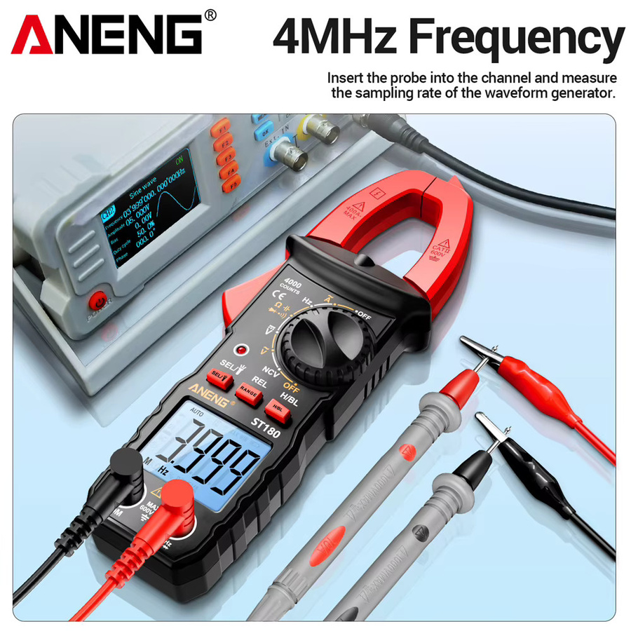 ANENG Zangenmultimeter ST180 Wechselstrom 4000 Zählzangenmessgerät mit B16 Spannungsprüfer 12-300 V und Diagnose-Haltepunkt-Finder - Bild 3