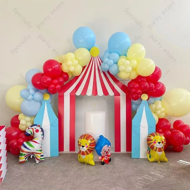 127-teiliges Luftballon-Set für Karneval und Zirkus mit Clown, Löwe und Zebra als Girlande für Kindergeburtstage und Babypartys, Mehrfarbig - Bild 1