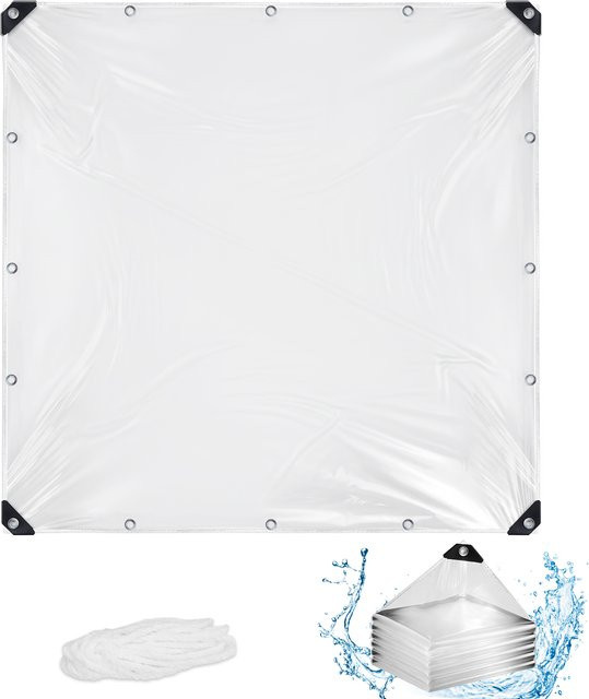 Transparente PVC-Plane als wasserdichte und reißfeste Abdeckung mit verstärkten Ösen für Gartenmöbel im Freien - Bild 1