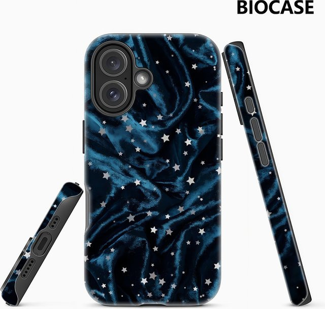 Potdemiel Sternenhimmel Seiden-Handyhülle für iPhone 17 16 15 14 13 Pro Max Plus in Blau mit Magnetfunktion und robustem Doppelschicht-Schutz - Bild 1