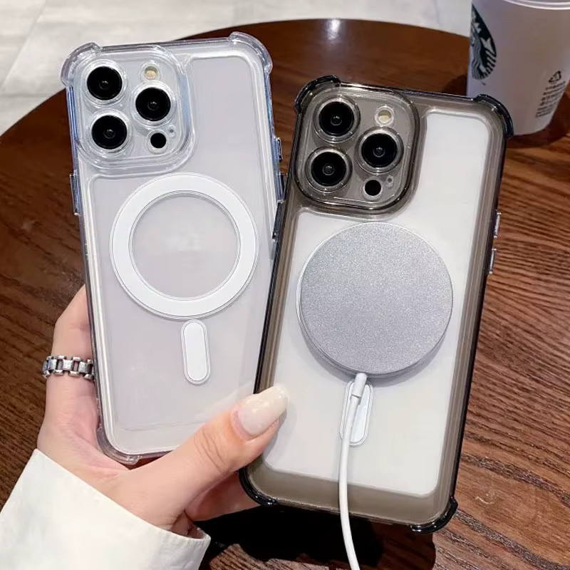 Transparente MagSafe Schutzhülle für Apple iPhone 11 bis 16 Pro Max, magnetische und stoßfeste Silikon-Schutzhülle - Bild 1