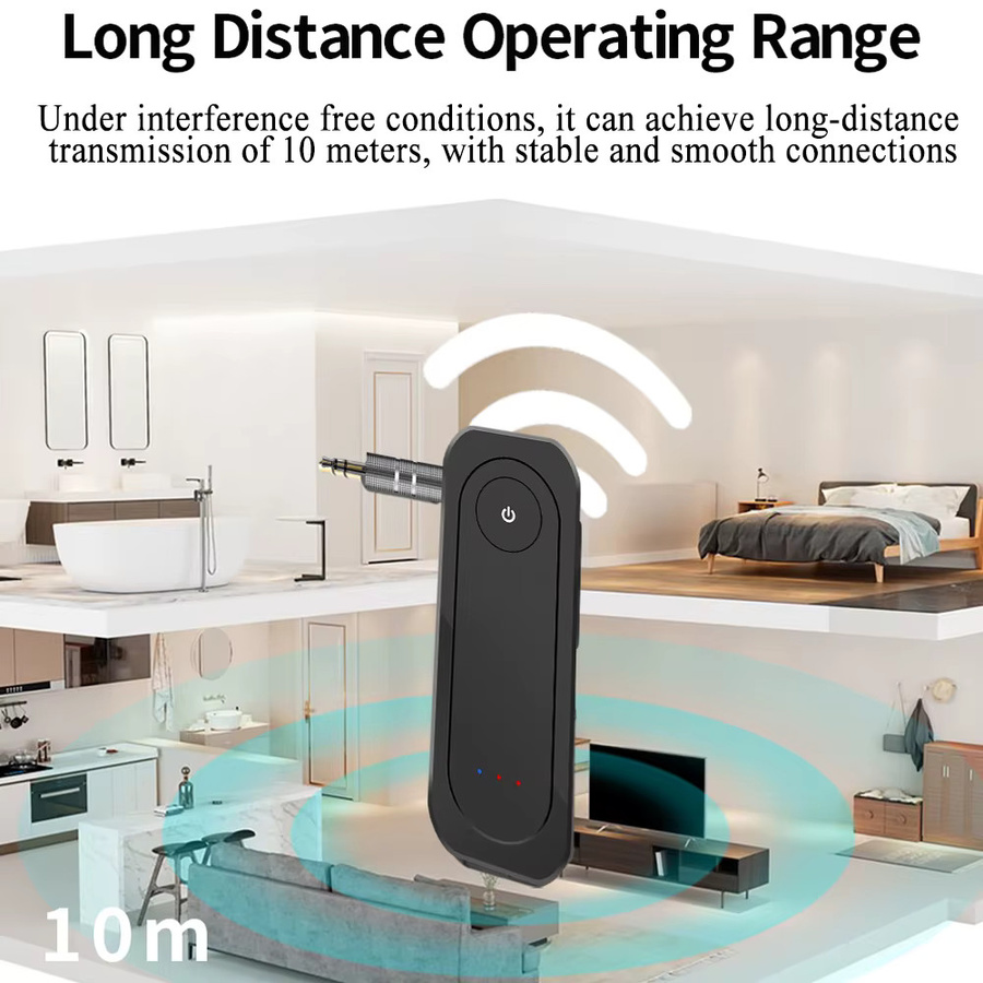 KEBIDU Bluetooth 6.0 Audio-Empfänger und Sender mit Freisprechfunktion, kabelloser Adapter mit 3,5 mm AUX-Anschluss, Schwarz - Bild 6