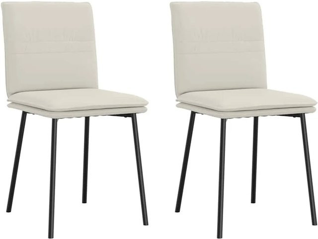 DELUKE Esszimmerstühle VERA 2er Set Polsterstühle aus Samt in Creme mit Metallbeinen, Breite: 45 cm, Tiefe: 47 cm, Höhe: 83 cm - Bild 1