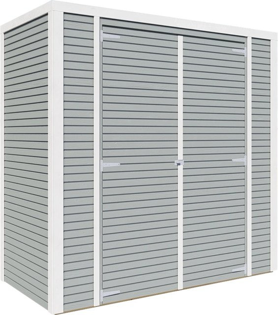 Bertilo Holz-Gartenhaus Box Tall Cabinet Grau mit Doppeltür B: 103 cm, H: 208 cm - Bild 1