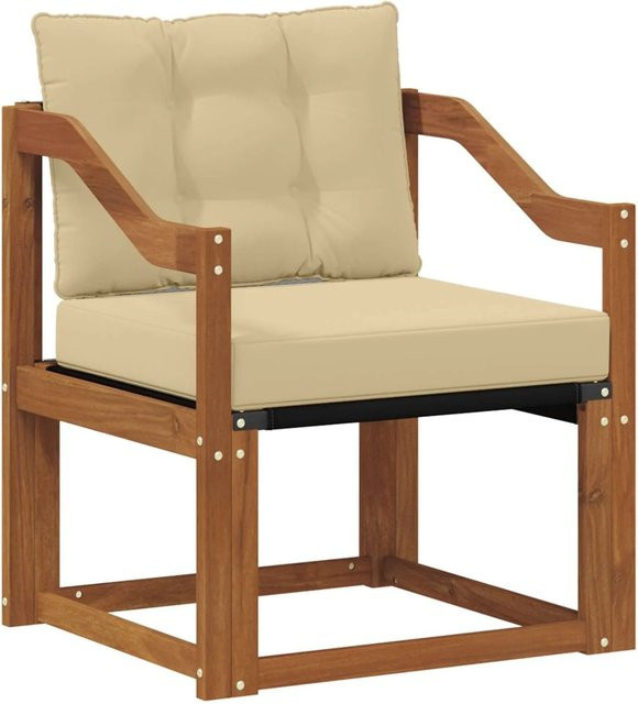 vidaXL Gartensofa aus massivem Akazienholz mit Textilene und Kissen in Beige - Bild 1