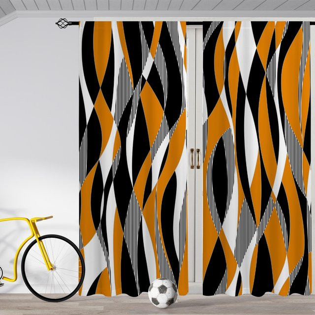Yiran Furniture Dekorative Vorhänge aus Polyester, 2er-Set, Mehrfarbig, Modernes Grafikdesign, Semi-transparent, Breite: 65 cm, Höhe: 60 cm - Bild 1