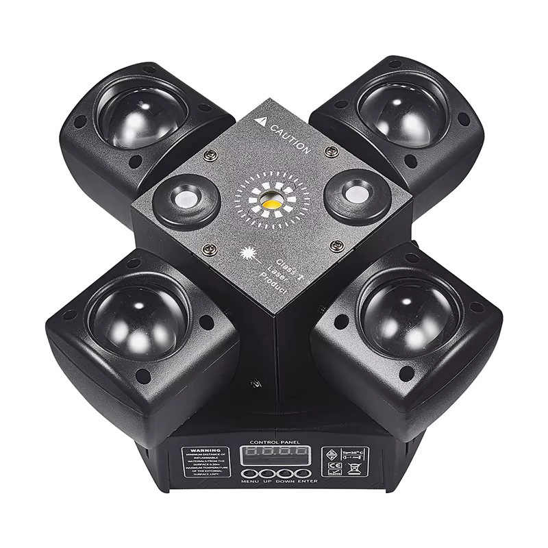 GVT 4-Arm Mini Moving Head Bühneneffektlicht mit LED RGBW Beam, Laser und Strobe, Schwarz - Bild 2
