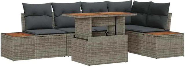 vidaXL Garten-Sofa-Set aus Poly-Rattan in Grau mit 6 Teilen und integriertem Speicher - Bild 1