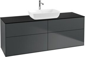 V&B Waschtischunterschrank Finion mit Wandbeleuchtung, Breite: 160 cm, Tiefe: 60 cm, Farbe: Blau lackiert - Bild 1