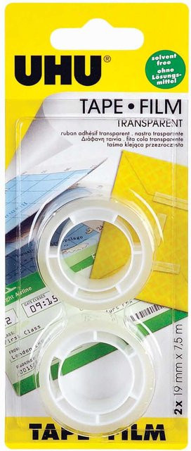 UHU Nachfüllrollen Klebeband kristallklar, 2 Stück, Breite: 19 mm, Länge: 7,5 m pro Rolle - Bild 1