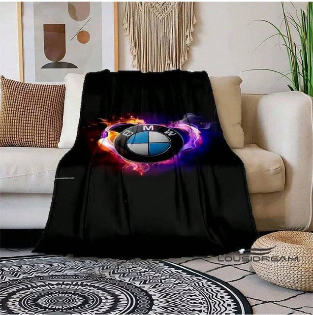 Weiche Flanell Kunstdecke mit 3D-Druck Fantasy Rennwagen Design in Grau, B/T: 100 x 130 cm - Bild 1