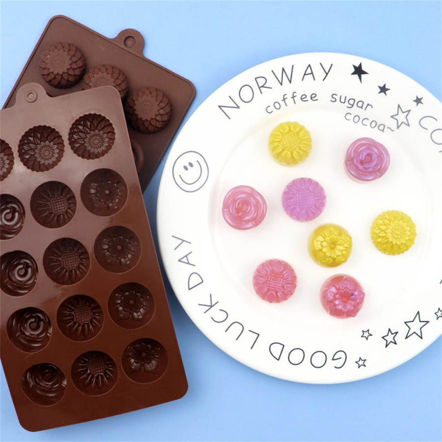 NATAWA Silikonform in Blumenform für Schokolade, Gelee, Kuchen und Eiswürfel, braun - Bild 2