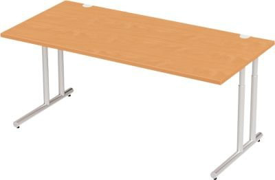 Schäfer Shop Select Schreibtisch COMBITEC mit C-Fuß und Kabeldurchlass, Buche/weißaluminium, B: 180 cm, T: 80 cm, H: 67,7-81,7 cm - Bild 1