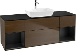 V&B Waschtischunterschrank Finion mit Wandbeleuchtung in Blau glänzend, Breite: 160 cm, Höhe: 50,1 cm, Tiefe: 50,1 cm - Bild 1