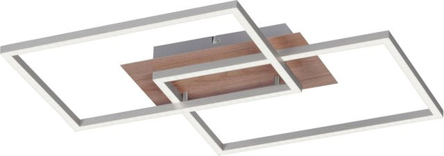 Just Light LED-Deckenleuchte Iven in Stahlfarben und Eichenoptik, dimmbar mit Fernbedienung, B/H/T: 42 x 7 x 50 cm - Bild 1