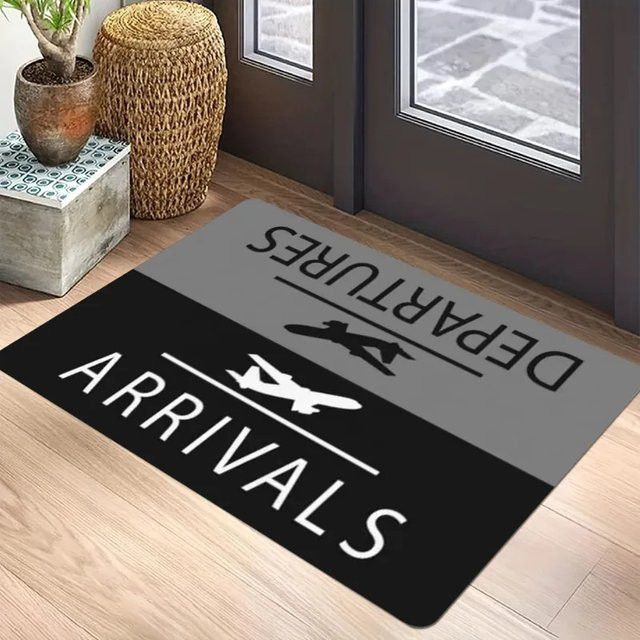 VIKAMA Teppich im Luftfahrt-Stil mit Abflug- und Ankunftsschildern, rutschfeste Matte für Schlafzimmer, Wohnzimmer und Kinderzimmer - Bild 1
