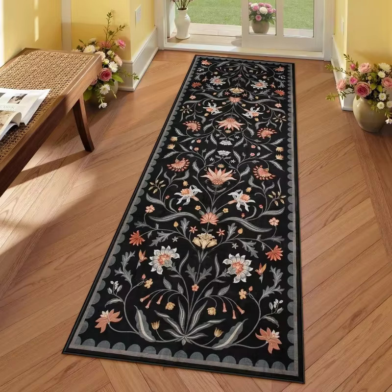 VIKAMA Böhmischer Teppich mit floralem Design, schmutzabweisend und rutschfest, Multicolour, B/T: 120 x 50 cm - Bild 1