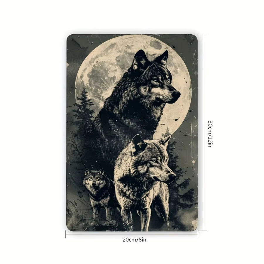 Vintage Wolf Blechschild von CIFBUY als Metall-Wanddekoration im Retro-Stil, Mehrfarbig, B/H: 30,5 x 20,3 cm - Bild 2