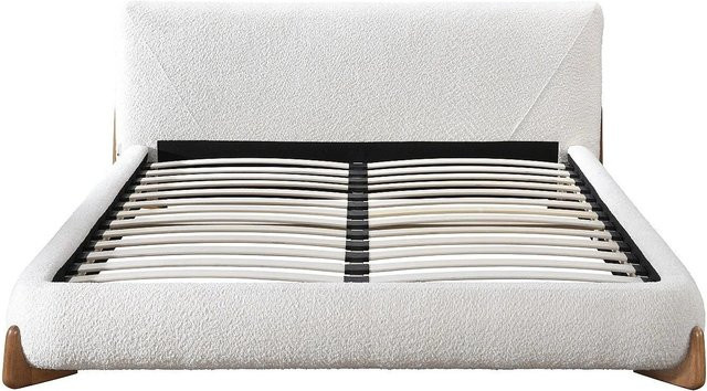 Vente-unique Bettrahmen Gamura in Weiß mit Bouclé-Stoff und Holz, B/T/H: 160 x 200 cm - Bild 1