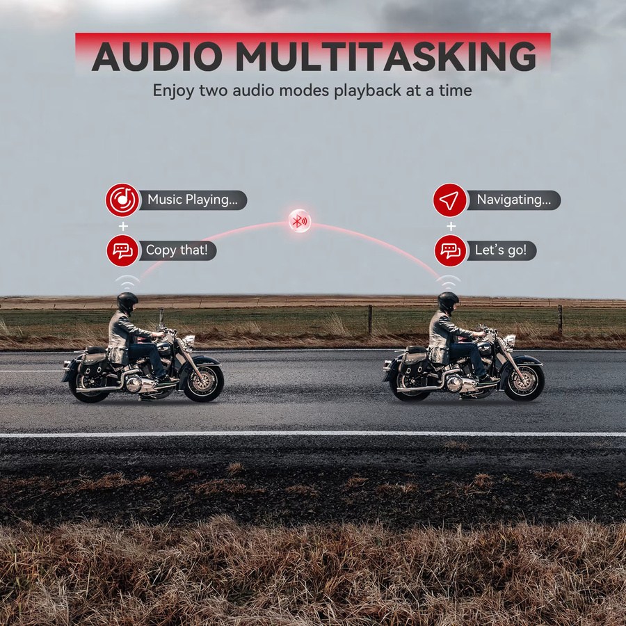 Xgp Bluetooth Motorrad-Kopfhörer mit Mesh 3.0 Wireless Kommunikation in Schwarz für 10 Fahrer - Bild 4