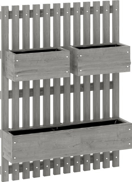 Outsunny Hochbeet aus Massivholz mit verstellbarem Blumenkasten in Grau, B/T/H: 60 x 16 x 80 cm - Bild 1