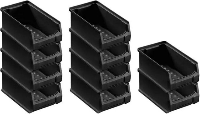 PROREGAL SparSet 10x ESD Sichtlagerboxen Schwarz, H x B x T: 7,5 x 10 x 17,5 cm, 0,8 Liter - Bild 1