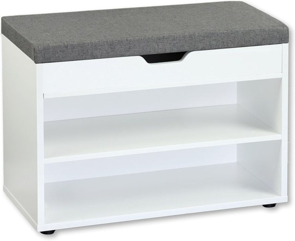 Kesper Schuhschrank mit Sitzkissen in Weiß und Grau, B/H/T: 30 x 45 x 150 cm - Bild 4