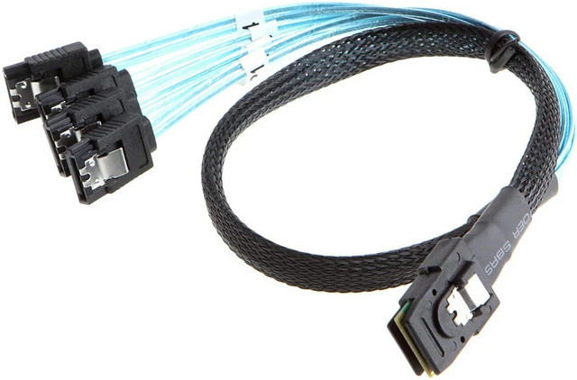 Mini SAS SFF-8087 zu 4 SATA 7 Pin Datenkabel Splitter Adapter, 12Gbps Festplattenkabel, Schwarz - Bild 1