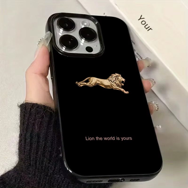 Stoßfeste iPhone Handyhülle mit Löwenmuster in Schwarz für verschiedene iPhone Modelle - Bild 3