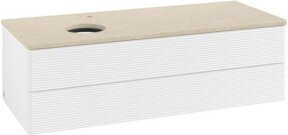 V&B Antao Waschtischunterschrank mit Frontstruktur und LED-Beleuchtung, Weiß, B/T/H: 120 x 50 x 36 cm - Bild 1