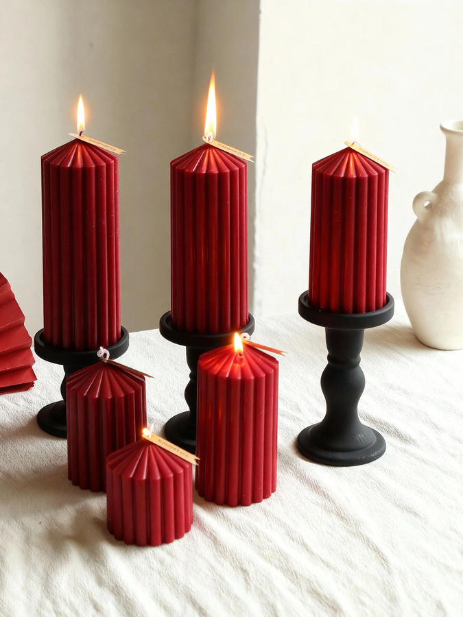 Simply Style Silikonform für zylindrische Kerzen mit spitz gestreiften Mustern in Rot zur Herstellung von Kerzen, Seifen, Harz oder Gips - Bild 3