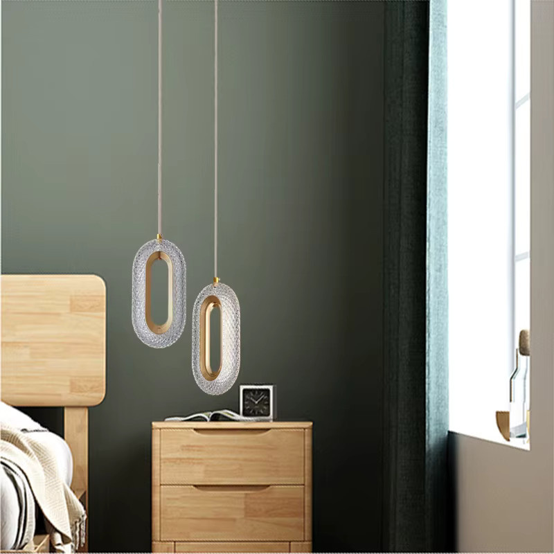 Wohnkultur Runway Form Luxus LED Pendelleuchte mit Acryl-Lampenschirm in Gelb und Gold - Bild 2