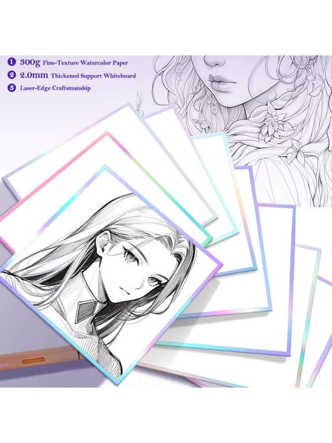 Borrence Aquarellpapier Whiteboard-Tafel für Aquarellmalerei und Acrylmarker, 300 g, Farbe: Weiß - Bild 1