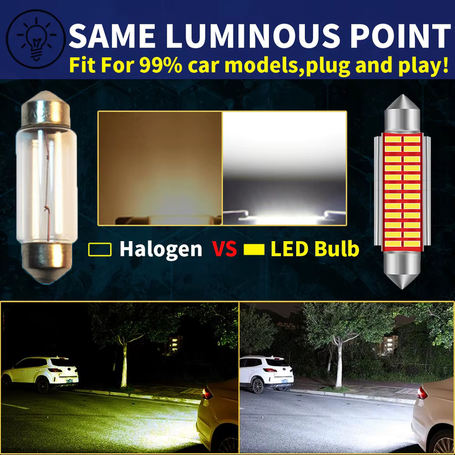 Neallor LED Girlande C5W C10W Set für Auto Innenraum, Dome- und Leselicht, Weiß, DC 12V, Canbus-kompatibel - Bild 4