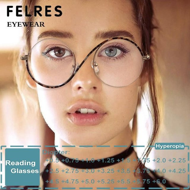 Felres Lesebrille, Halbrahmen, rund, Anti-Blaulicht, Damen - Bild 1