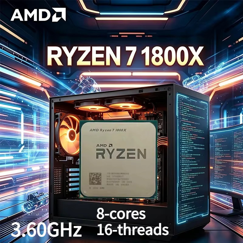AMD Ryzen 7 1800X Prozessor mit 8 Kernen und 16 Threads, AM4 Sockel, 3,6 GHz bis 4,0 GHz, 95W TDP, Silber - Bild 2