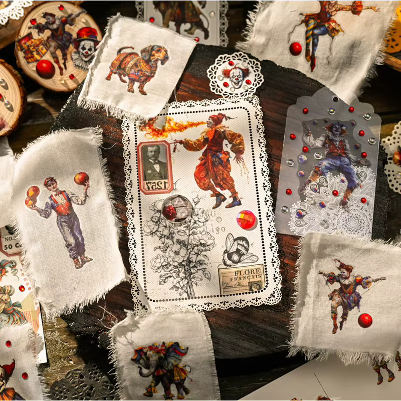 Hobbisland Big Circus Clown Jongleur Rub-On Aufkleber für Scrapbooking und Junk Journal in Multicolour - Bild 6