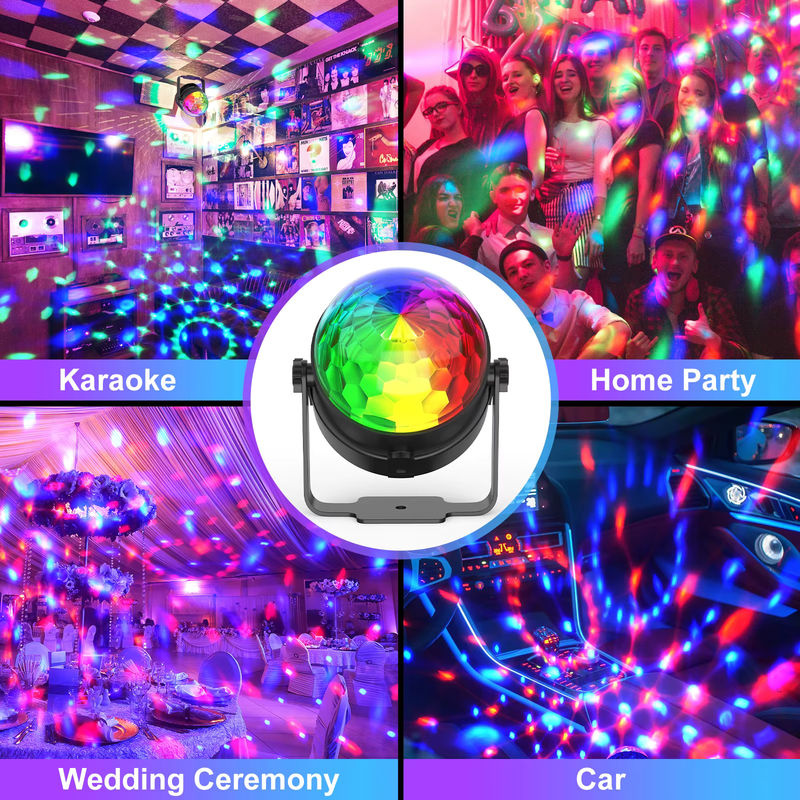 U'King 4er-Set RGB LED Disco Licht mit Fernbedienung, rotierende DJ Ball Effekt in Multicolour, Schwarz - Bild 4