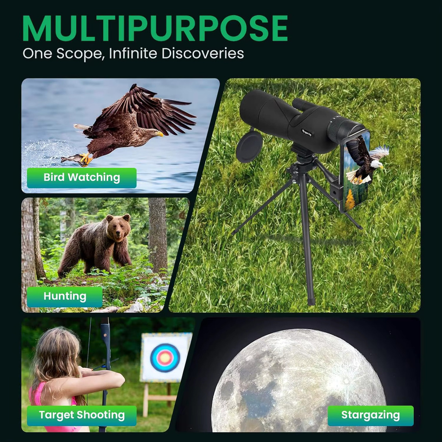 Professionelles Teleskop-Spektiv mit Zoom-Monokular FMC BAK4 für Jagd, Vogelbeobachtung und Zielschießen in Grün und Schwarz - Bild 5