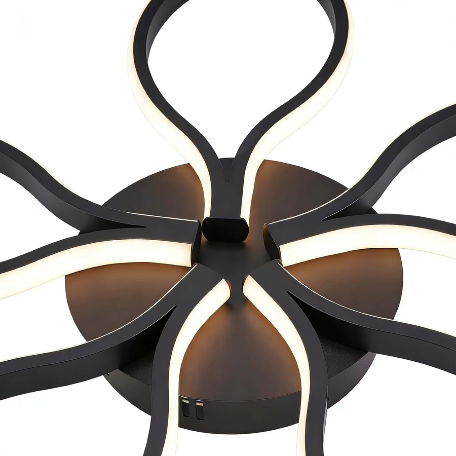GBLY LED-Deckenleuchte in Schwarz mit 5 Blütenblättern, 75W, dimmbar mit Fernbedienung, Durchmesser: 80 cm - Bild 4