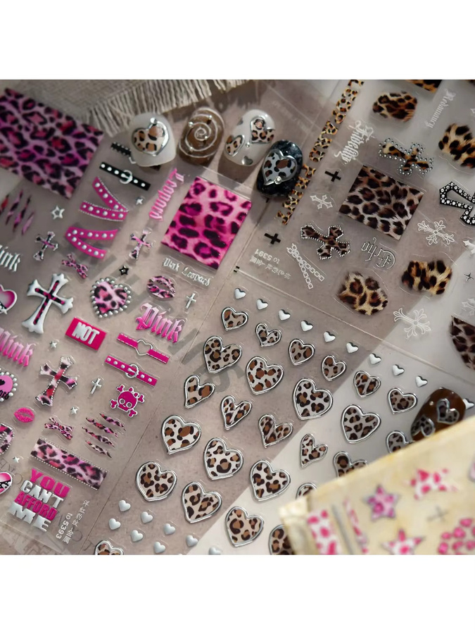 NAILFYOU Nagelaufkleber, Leopardenmuster, Herzförmig, Metallic - Bild 3