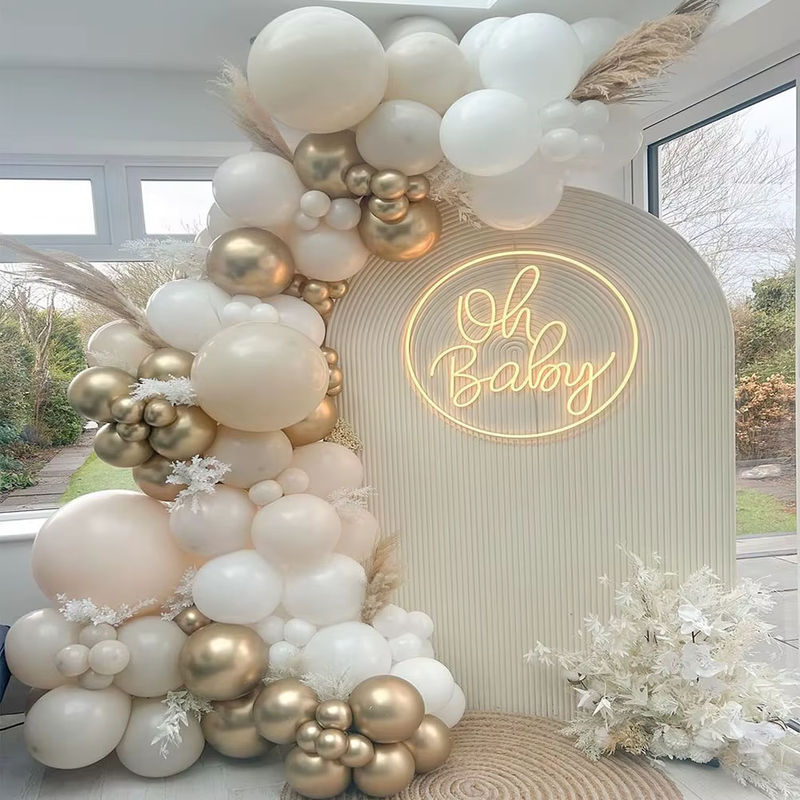 Ballon-Girlandenbogen-Set aus Latex in Weiß, Gold und Beige für Bohemian-Dekorationen zum Geburtstag oder für Babypartys - Bild 2